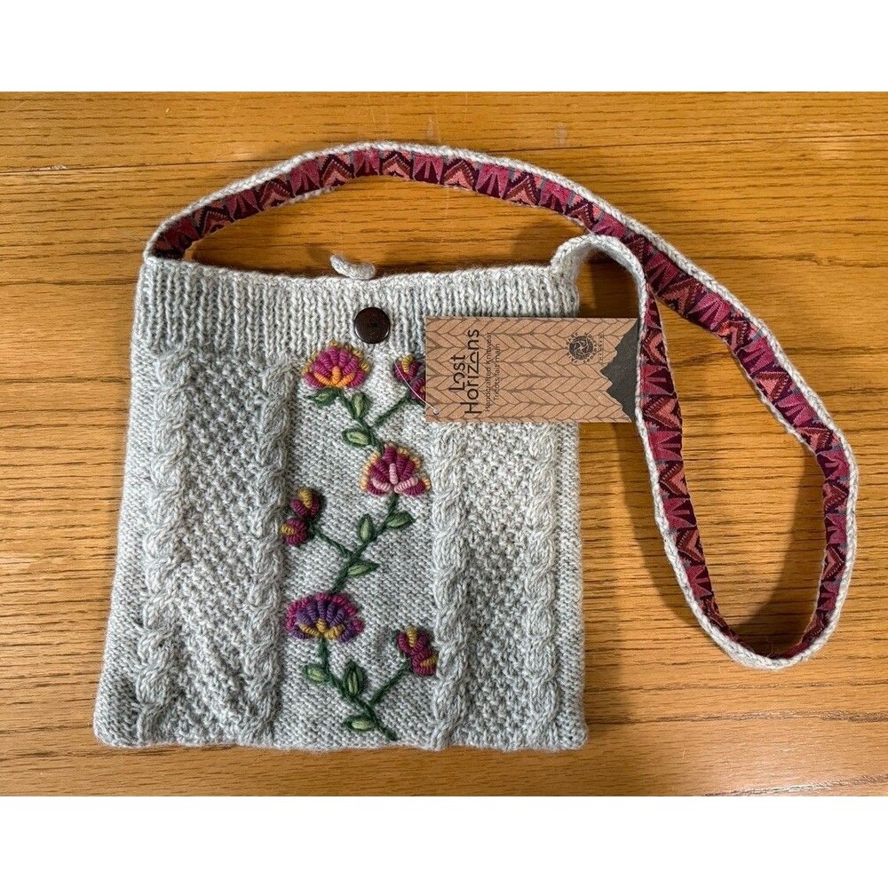 Lost Horizons Blooms Handbag Wool Embroidered Shoulder Bag Fair Trade New